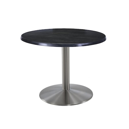 Holland Bar Stool Co 30" Tall OD214 Stainless Steel Table Base 22" Diameter 30" Diameter Black Steel Top OD214-2230SSOD30RBlkStl